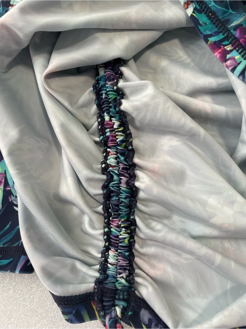 Kyodan Long-Sleeve Swim Tunic in Teal Tropical Print